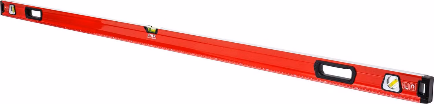 Livella STIER Premium, con magnete e tre livelle, 2000 mm, 0,5 mm/m, misurazione verticale e orizzontale, fiala per livella a specchio, misurazione precisa, lega di alluminio, superficie a doppia fresatura