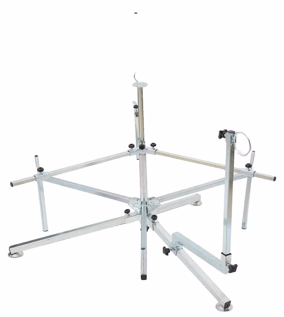 Avvolgitore per tubi di riscaldamento a pavimento, struttura in metallo resistente, altezza regolabile da 75 a 100 cm, supporta bobine fino a 600 metri, capacità di carico di 100 kg, opzioni di spaziatura regolabili