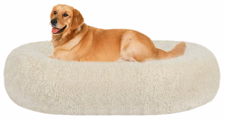 Omgoods - Cuccia ortopedica per cani - Cuscino rotondo - Lavabile - Diametro 100 cm - Beige