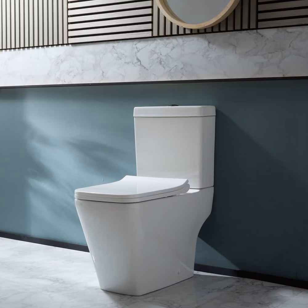 Sanitario Moderno Monoblocco con Sedile con Chiusura Ammortizzata - Pulsante di Scarico Nero - Milton