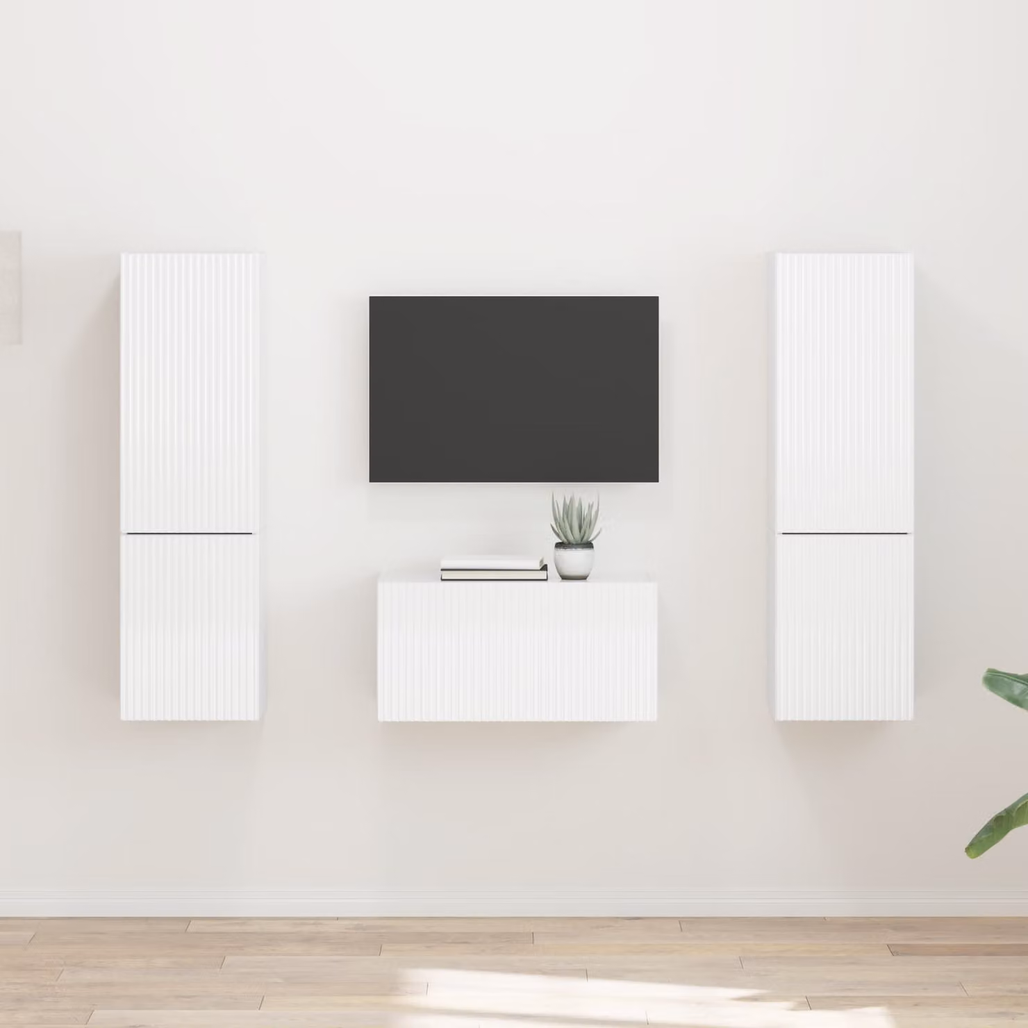 Set mobile TV moderno vidaXL in 5 pezzi Bianco Lucido in legno e MDF