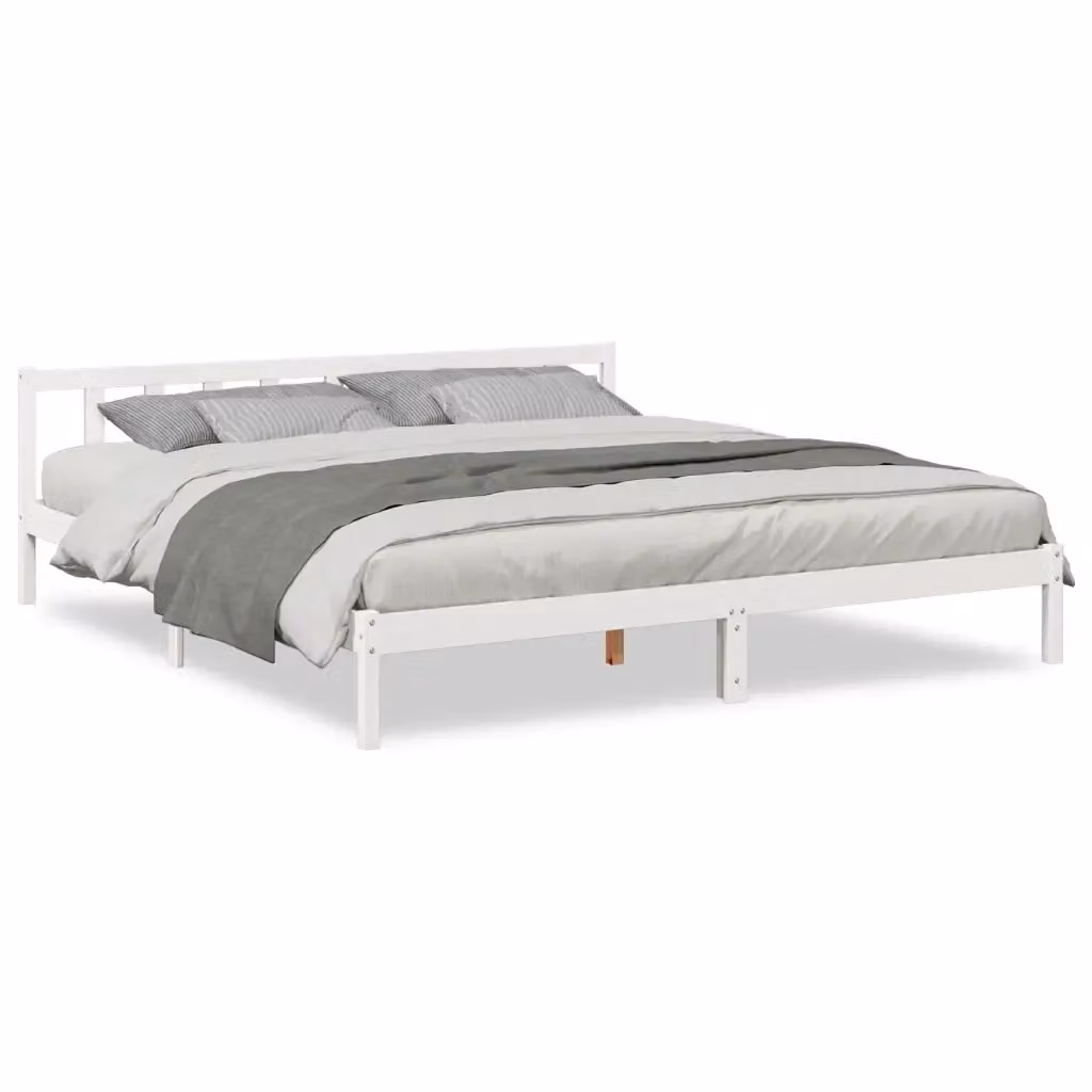Letto extra lungo in legno di pino bianco stile rustico vidaXL L/P/H: 215.5 x 205.5 x 69.5 cm – 2