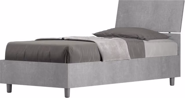 BS COM Letto singolo contenitore 80x190 testata inclinata cemento