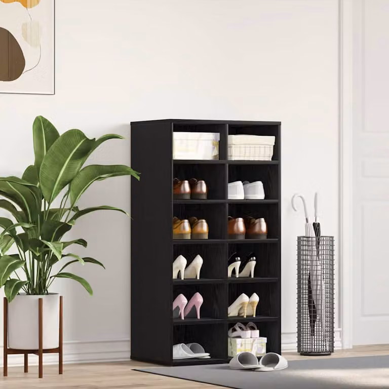 Scarpiera moderna vidaXL in legno multistrato nero L: 54 cm, P: 34 cm, H: 100,5 cm