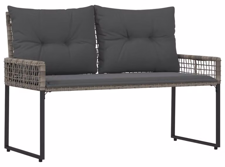 Panchina da esterno Grigio 118 x 55 x 82 cm Rattan PE e Tessuto