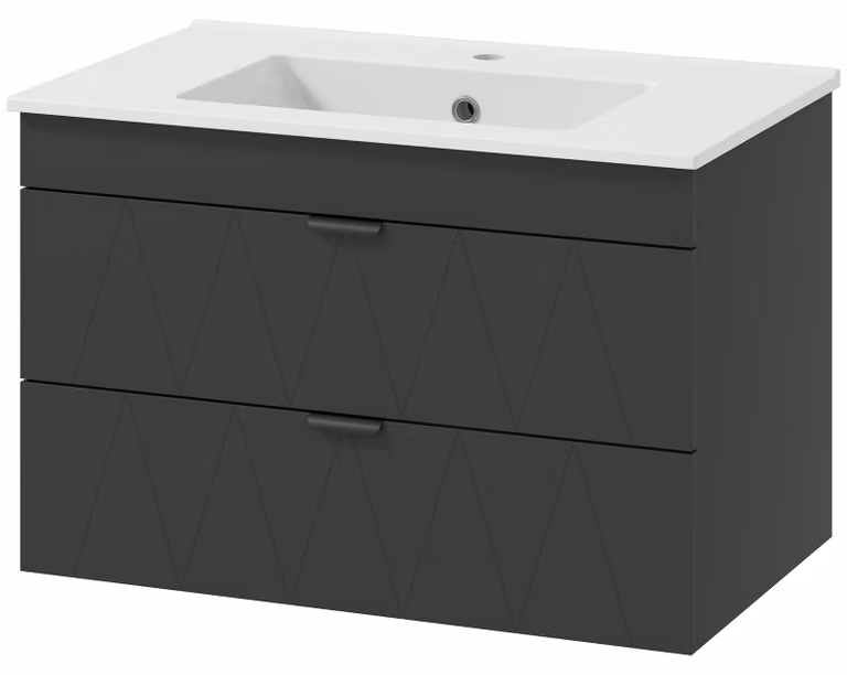 Mobiletti per bagno con lavabo in Vetroceramica e cassetti | Colore: nero, bianco | Dimensioni: 76x46x50 cm