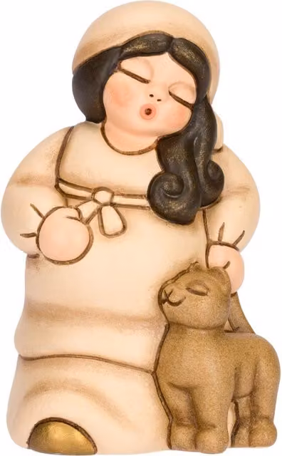 Statua Donna in dolce attesa Presepe Classico Thun in ceramica, Beige
