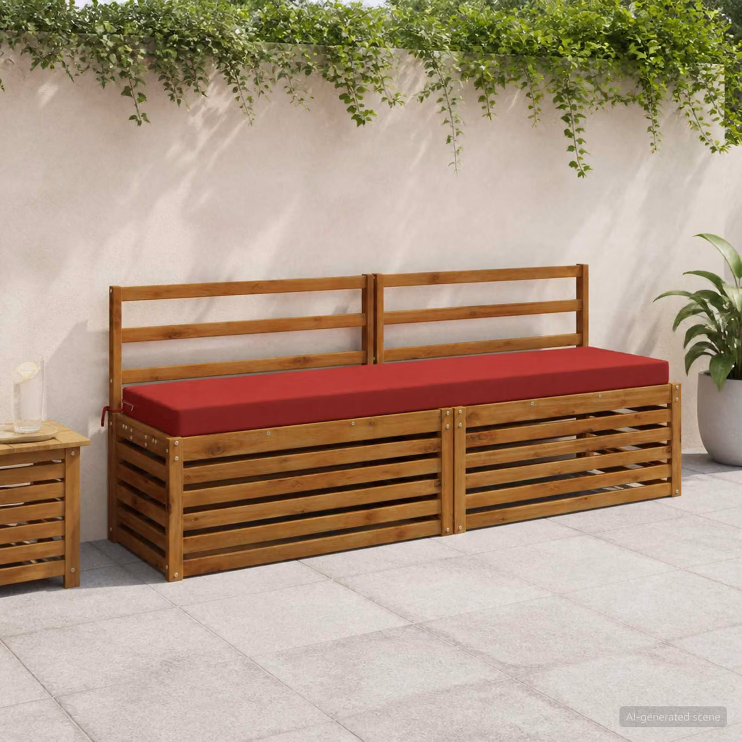 Set di 2 cuscini per panchina vidaXL rossi in poliestere con imbottitura in schiuma e coperture rimovibili lavabili L: 170 cm, P: 40 cm, H: 4 cm