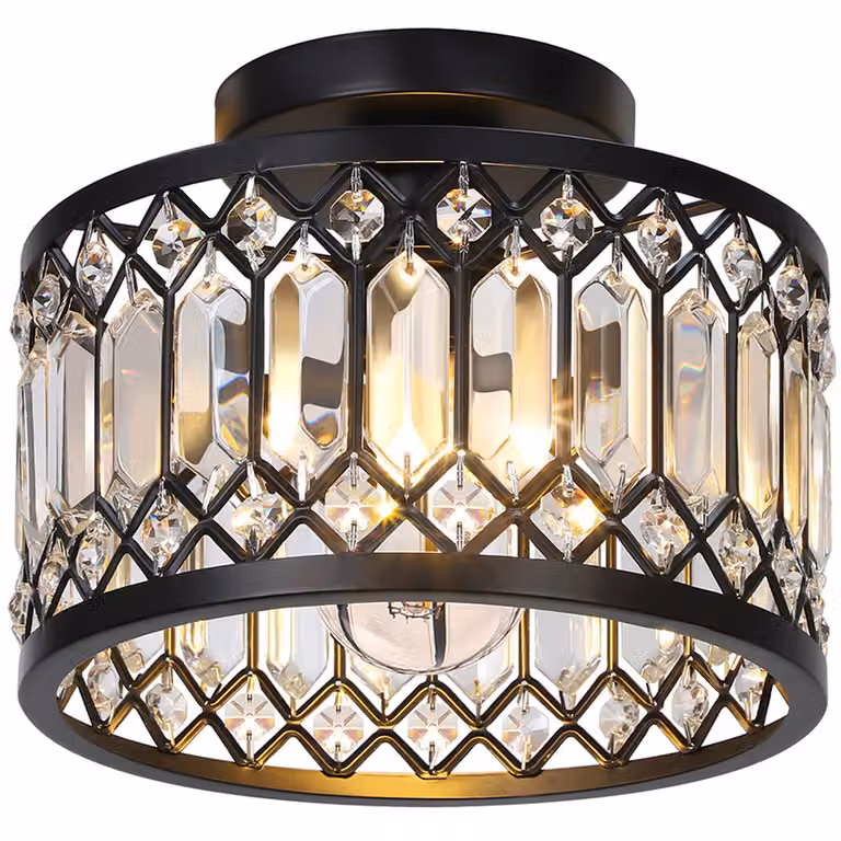 Plafoniera in cristallo Ø22cm E27 lampadario nero 3 temperature di colore Dimmerabile Moderna lampada a soffitto a LED per soggiorno sala da pranzo camera da letto corridoio