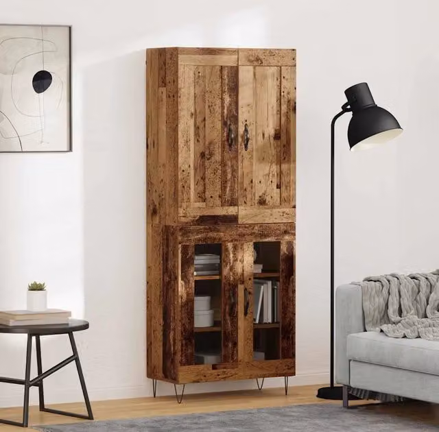 Credenza moderna vidaXL in legno e metallo color marrone L: 69,5 cm, P: 34 cm, H: 180 cm – 1