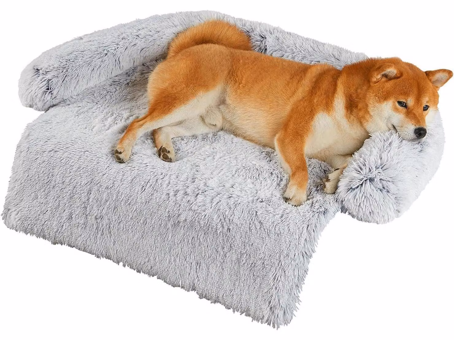 Cuccia per cani, in peluche, lavabile, con rivestimento removibile, antiscivolo, color grigio chiaro, dimensioni 80x75x13 cm