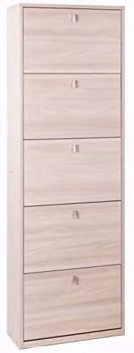 Sarmog Scarpiera con 5 Ante a Ribalta per 25 Paia in Olmo Chiaro, L63 x P29 x H190 cm