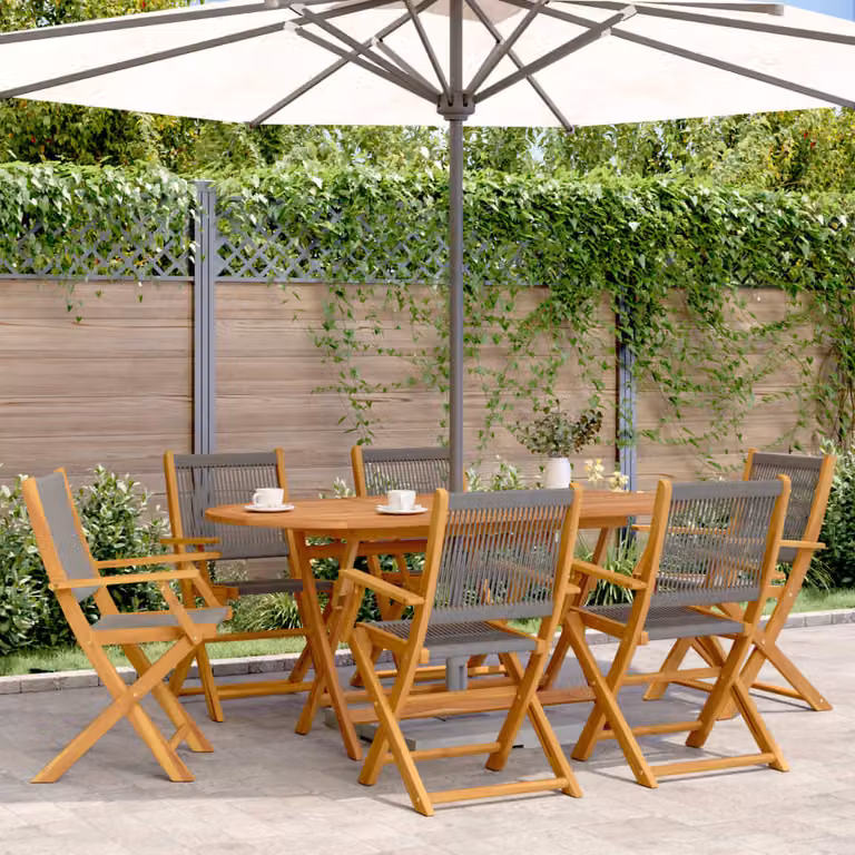 Set di 6 sedie pieghevoli vidaXL in legno di acacia oliato grigio con braccioli