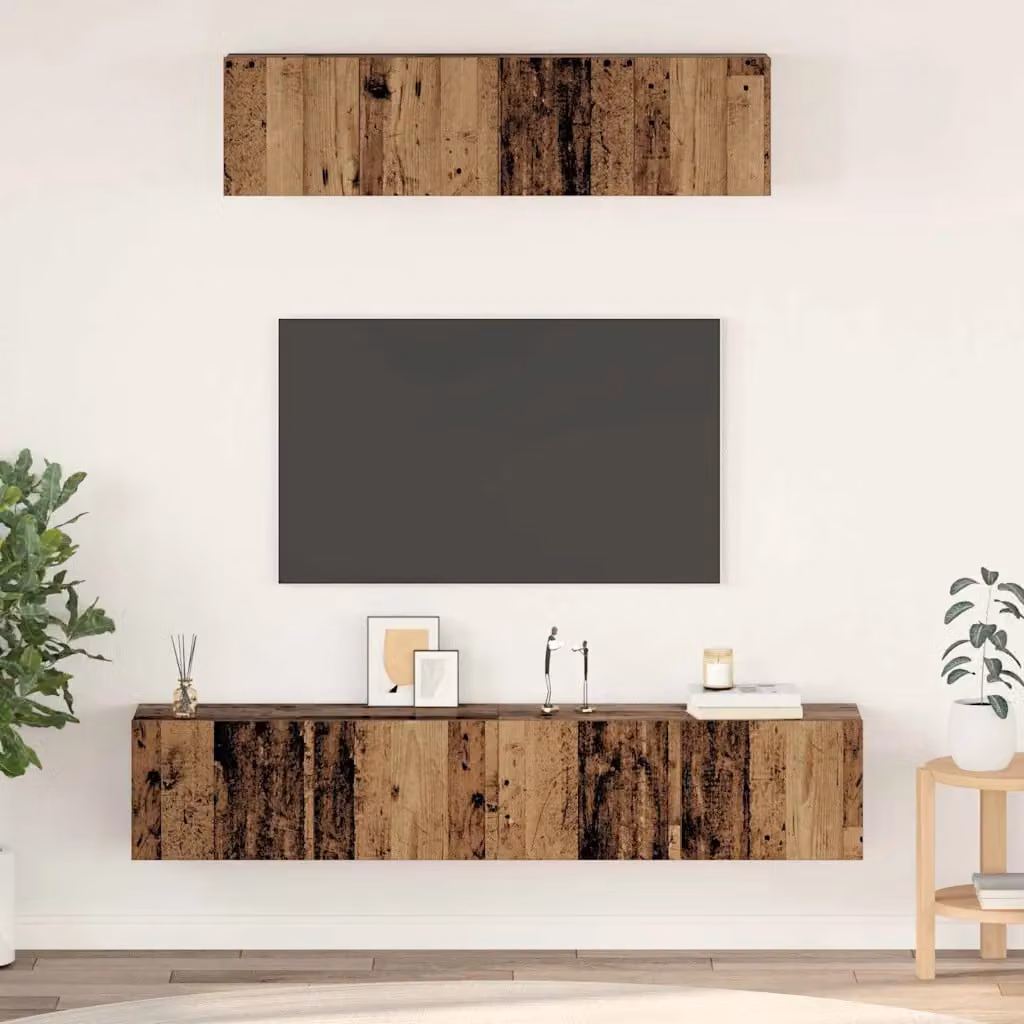 Set mobile TV moderno vidaXL in legno marrone, 4 pezzi, L/P/H: 160,35 x 60,0 x 40,35 cm – 1