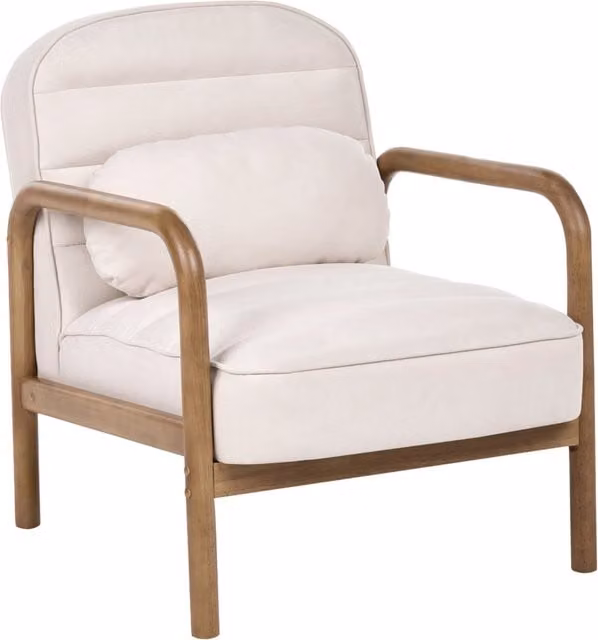 Poltrona Beliani in tessuto beige con struttura in legno in stile Mid-Century Modern L: 81 cm, P: 78 cm, H: 67 cm
