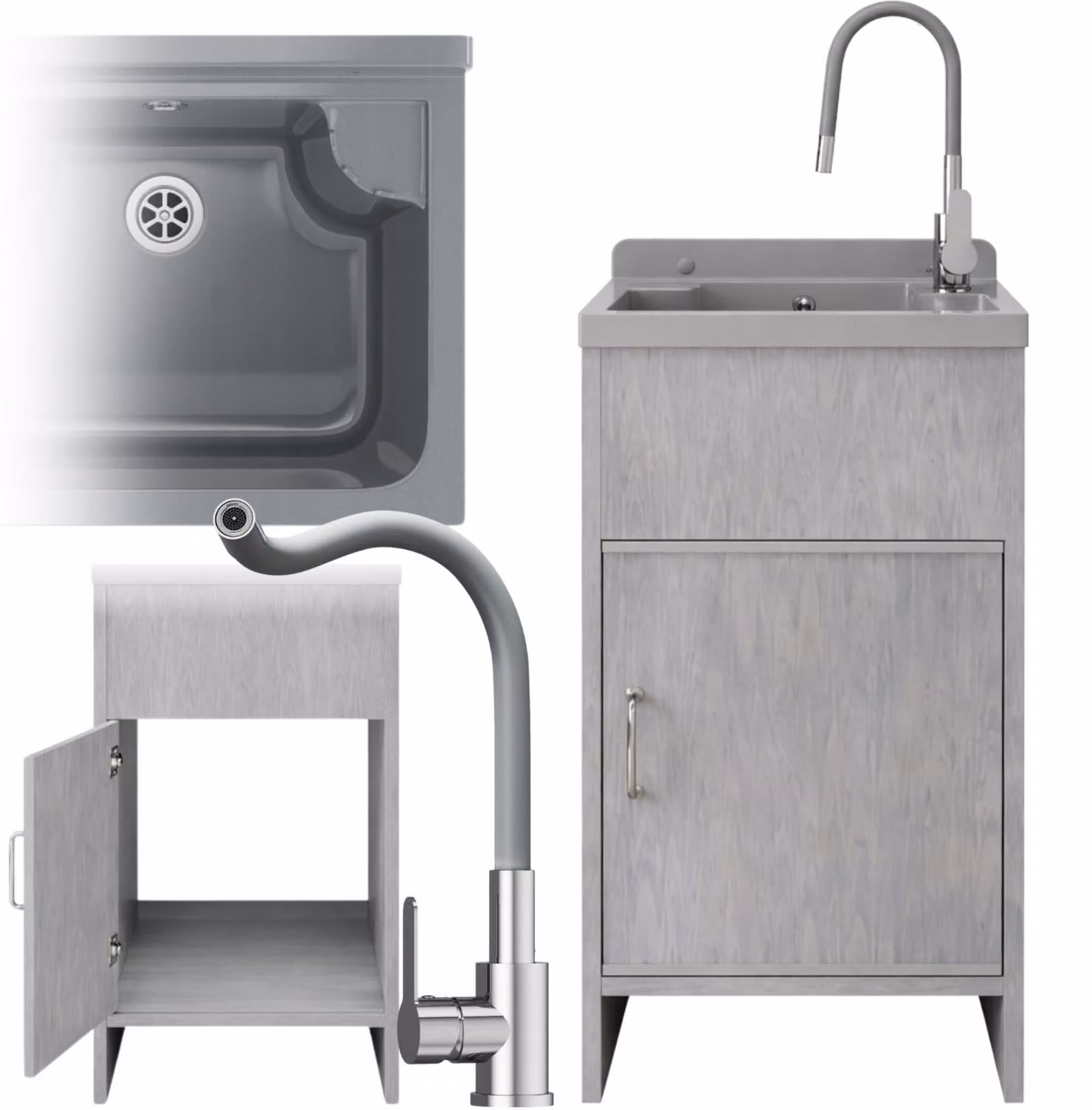 Granitan - Lavabo - Lavello - Grigio - per officina e garage - Lavello - LOMA