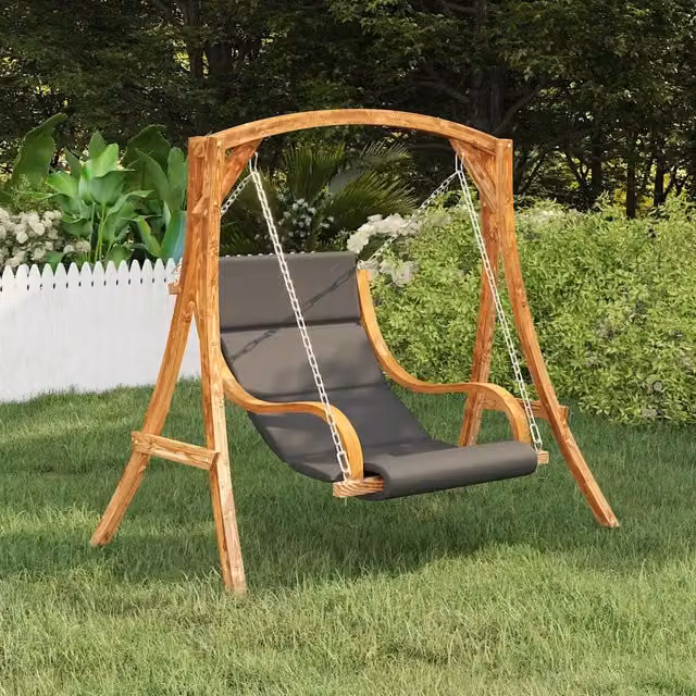 Sedia a Dondolo Senza Telaio con Cuscino in Legno Curvato 313942