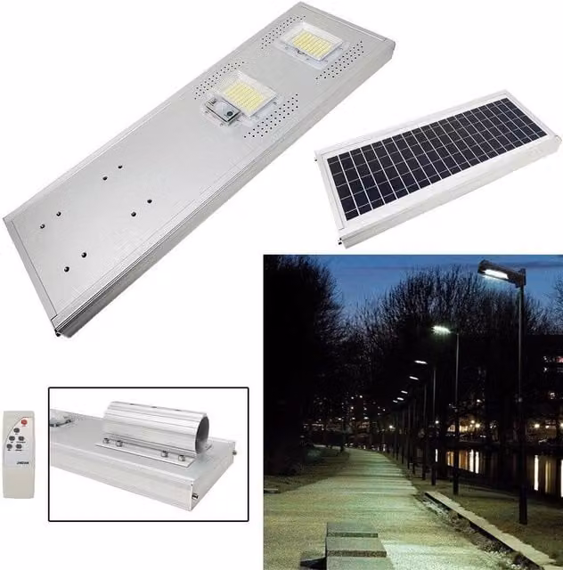 Lampione Faro Stradale LED Trade Shop Jd19100 da 100W con Luce Fredda, Sensore di Movimento e Timer, Colore Bianco, Grado di Protezione IP65 – 1