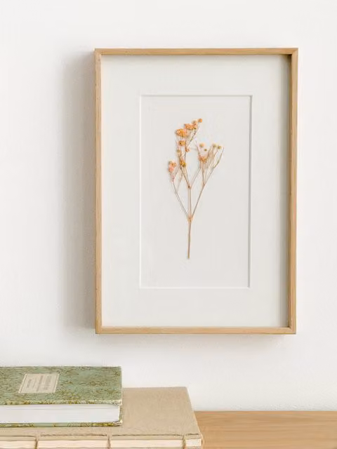 Quadro Paniculata Kenay Home con illustrazione botanica floreale in bianco e marrone