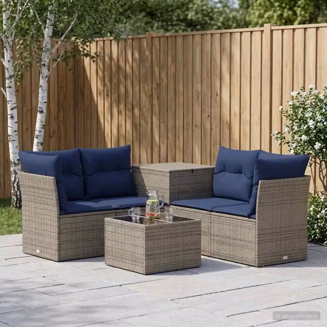 Set di divani 6 pz Grigio e Blu Navy 55 x 55 x 37 cm 3447353