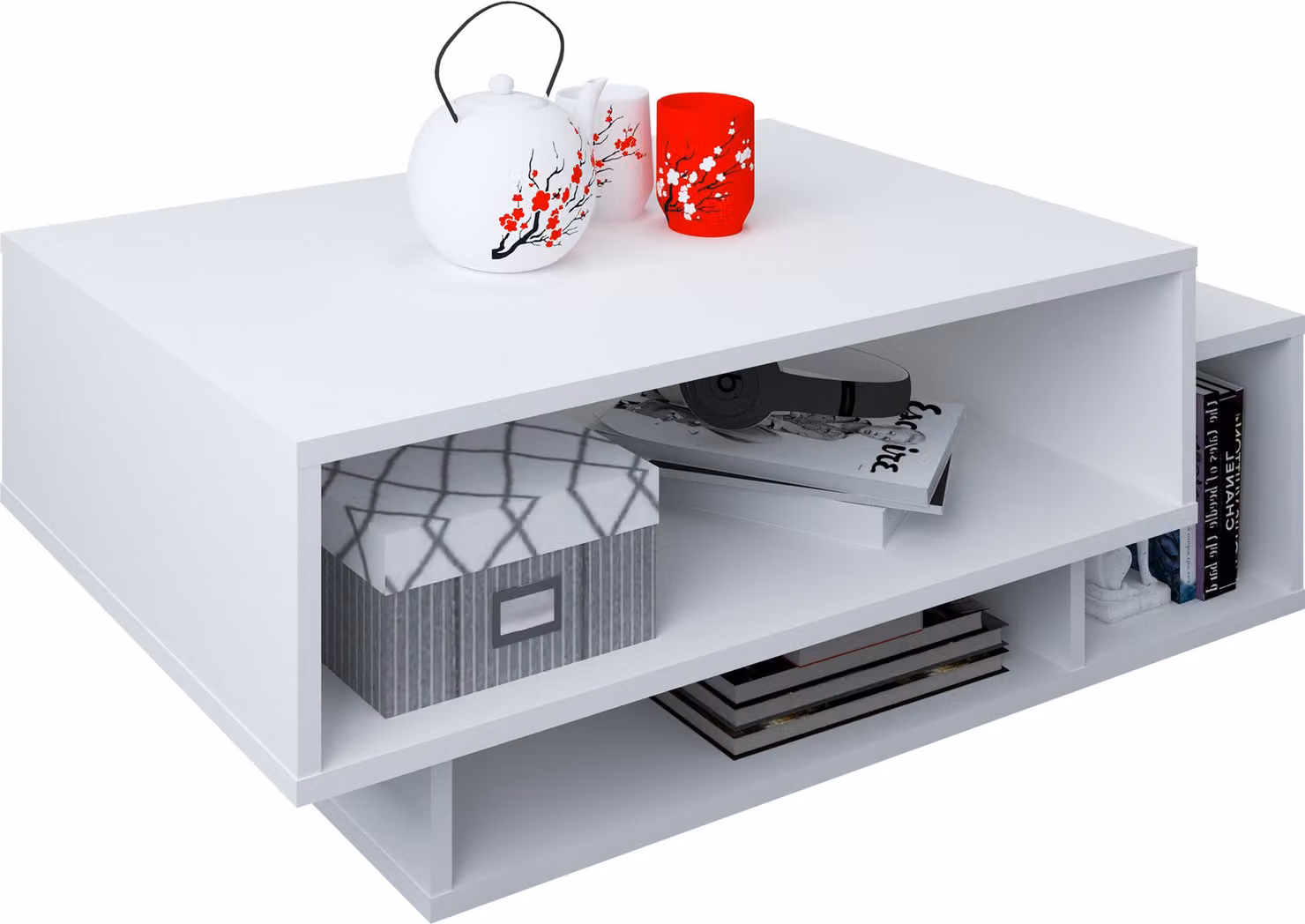 Tavolino in legno | Sofatic con spazio di archiviazione sufficiente | Dimensioni ca. H. 35 x W. 88 x D. 50 cm | Tavolo da soggiorno - Runila