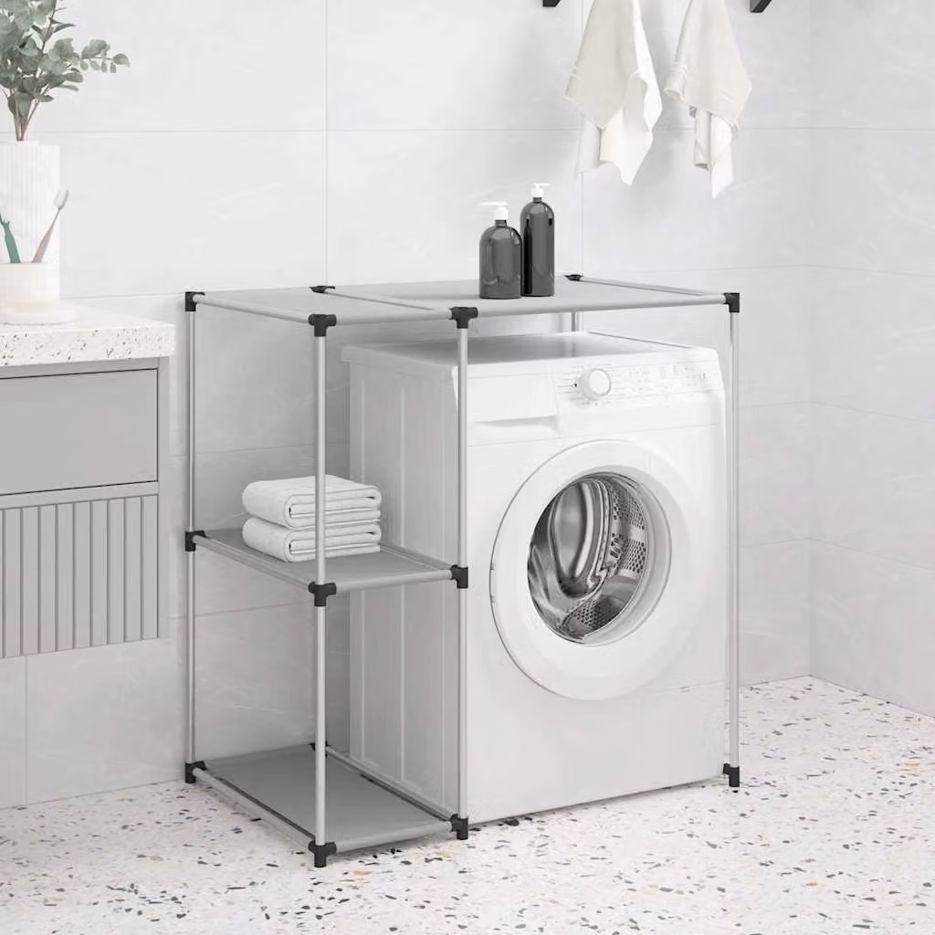 Rastrelliera per lavatrice vidaXL in ferro, Grigia, L: 87 cm, P: 55 cm, H: 90,5 cm