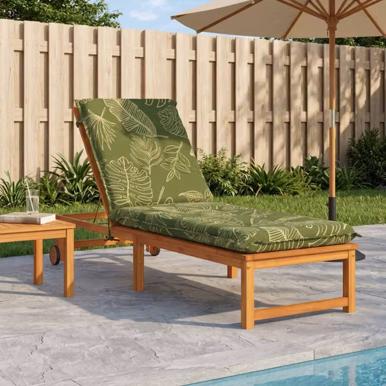 Cuscino per lettino vidaXL GEMERT con design a foglia, poliestere, blu e verde, L 190 x P 50 cm