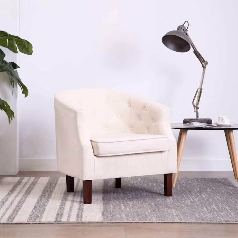 Poltrona lounge beige in tessuto con braccioli vidaXL