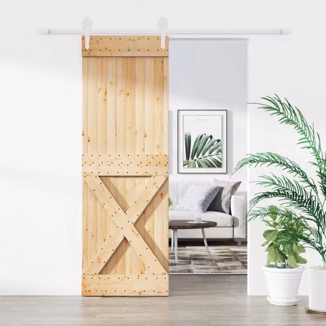 Porta scorrevole moderna vidaXL in legno e acciaio, colori bianco e beige, L: 200 cm, H: 210 cm