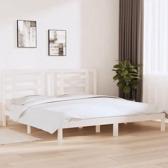 Giroletto vidaXL in legno massello di pino bianco senza materasso 200x200 cm – 1