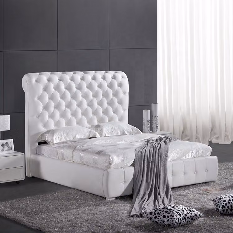Klassisches Schlafzimmer Bett 160x 200 cm Leder Chesterfield Hotel Betten