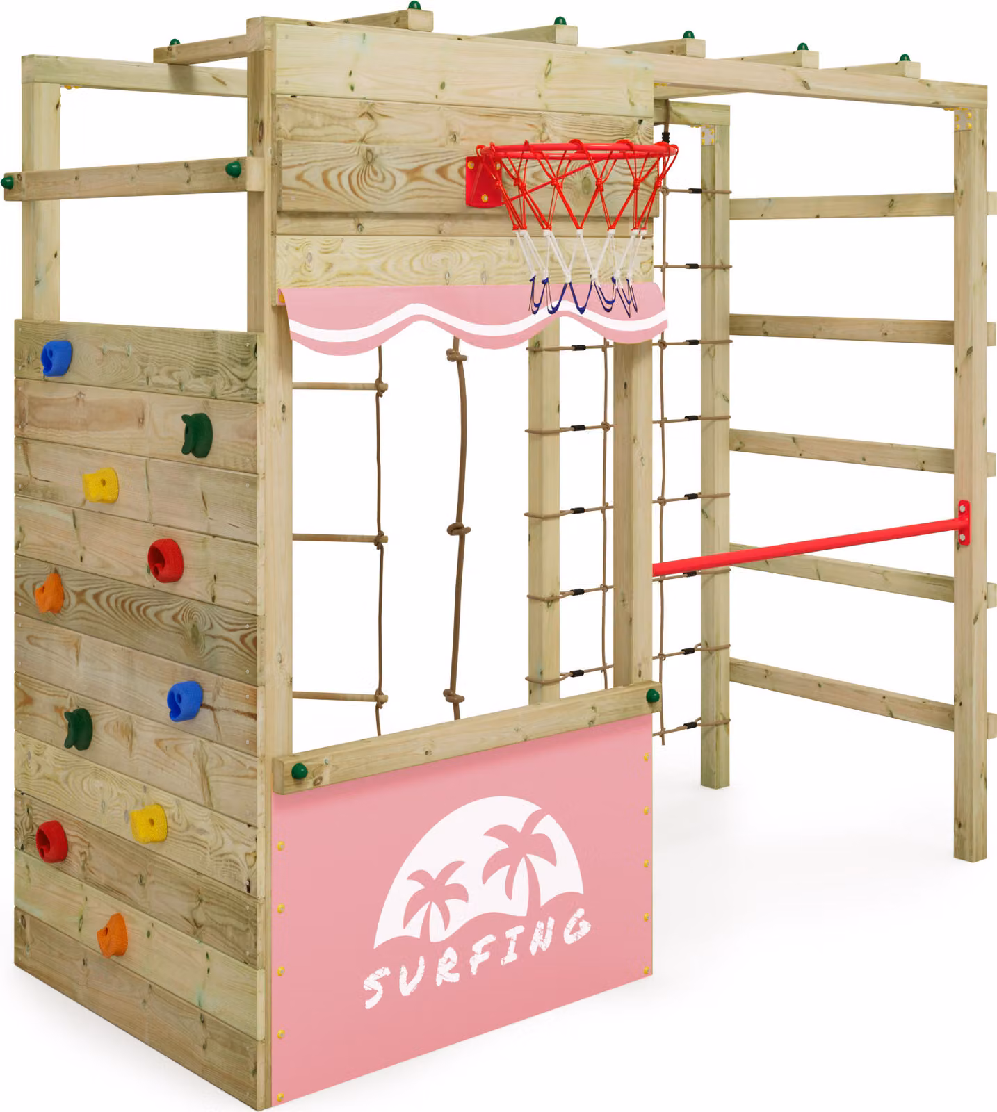 Struttura da gioco Wickey Smart Action con canestro da basket, color rosa chiaro