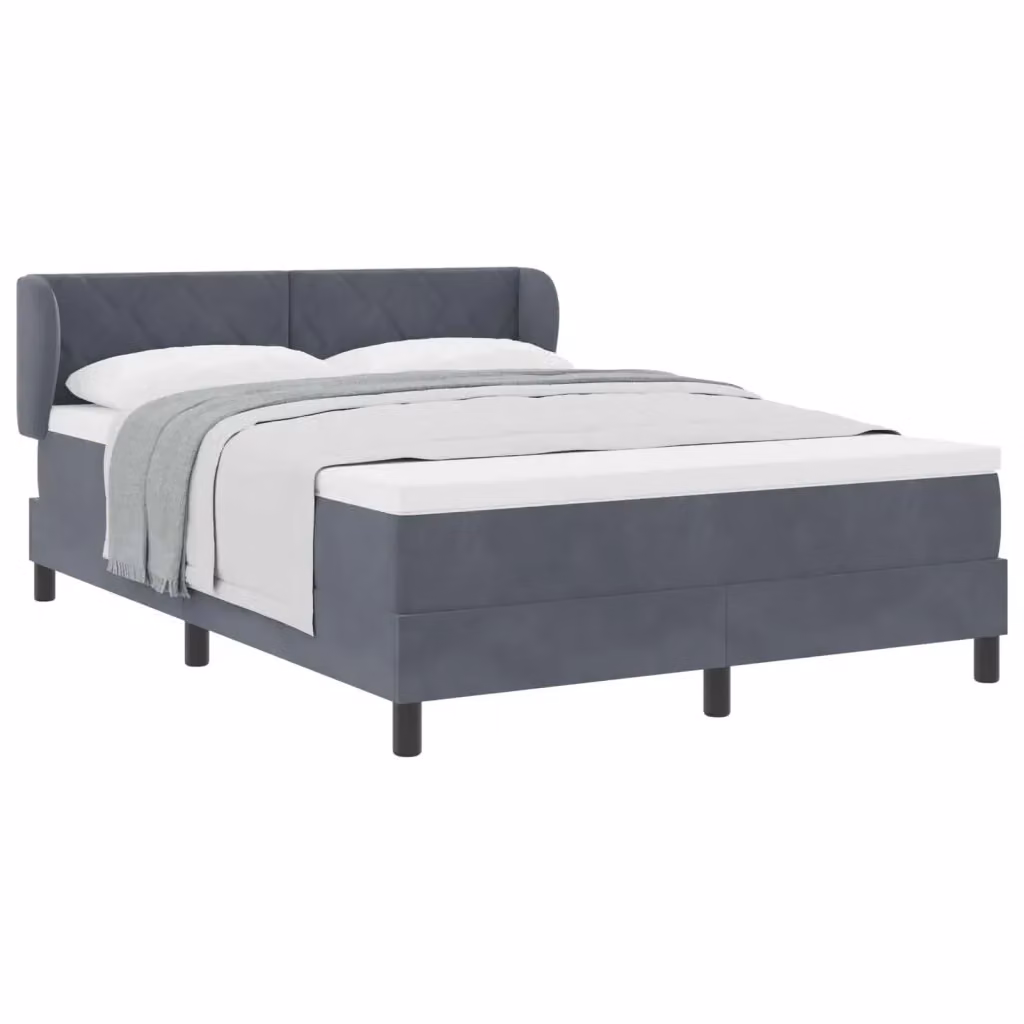 Letto a molle moderno vidaXL con testiera in velluto grigio, L/P/H: 140 x 200 cm – 2