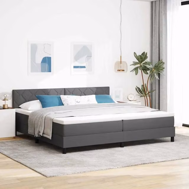 Letto a molle con cuscino Grigio scuro 200 x 200 cm Tessuto 3338791