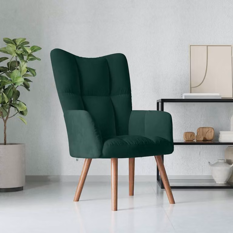 Poltrona Relax vidaXL in Velluto Verde con Braccioli e Struttura Moderna