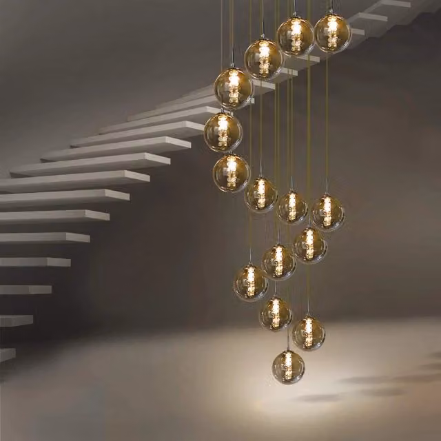 ZMH Lampada a sospensione a LED in vetro regolabile in altezza per soggiorno e arredamento d'interni