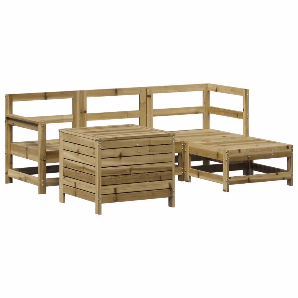 Set Divani da Giardino 5 pz in Legno Impregnato di Pino