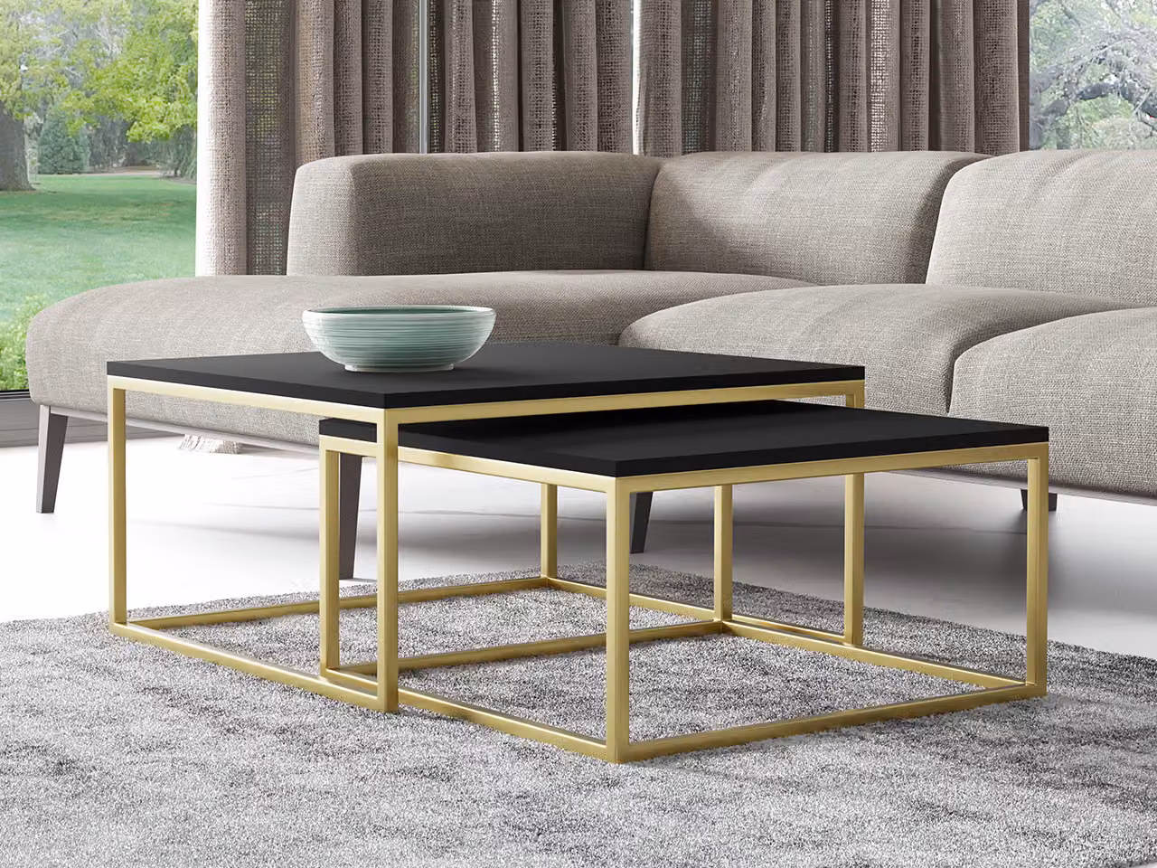 Set di 2 tavolini da caffè RYSIA - oro / nero molet