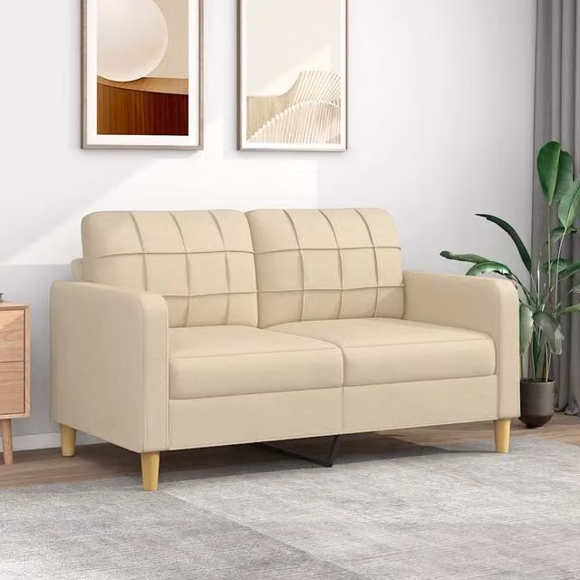 Divano a 2 posti Design Mania in tessuto beige con struttura in metallo per il tuo soggiorno