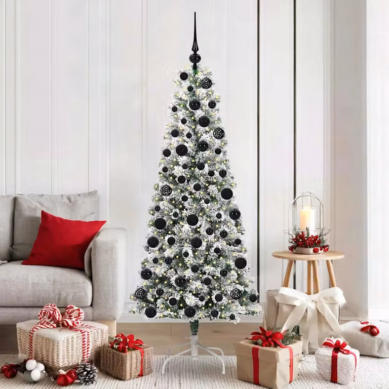 Albero di Natale Artificiale vidaXL con Luci LED Bianco Caldo, Verde e Bianco, Altezza: 180 cm