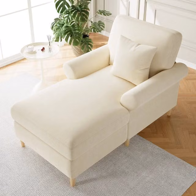 Poltrona relax in velluto beige; 133 x 87 x 90 cm; seduta ampia rimovibile; cuscino incluso