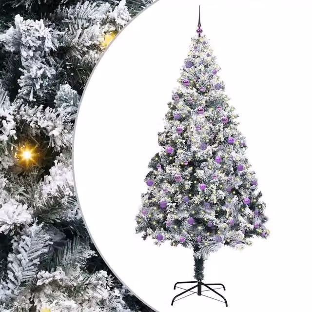 Albero di Natale Artificiale Moderno vidaXL Verde con 300 LED Bianco Caldo, Altezza: 240 cm – 1
