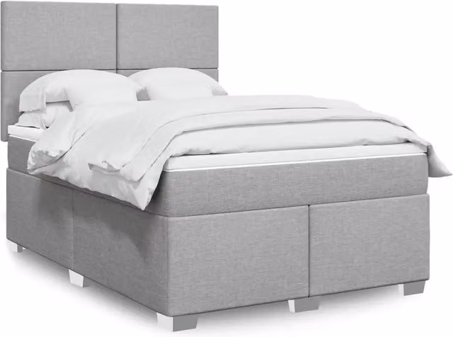 Letto Ibrido vidaXL con Giroletto a Molle e Materasso Grigio e Bianco L/P: 160 x 200 cm