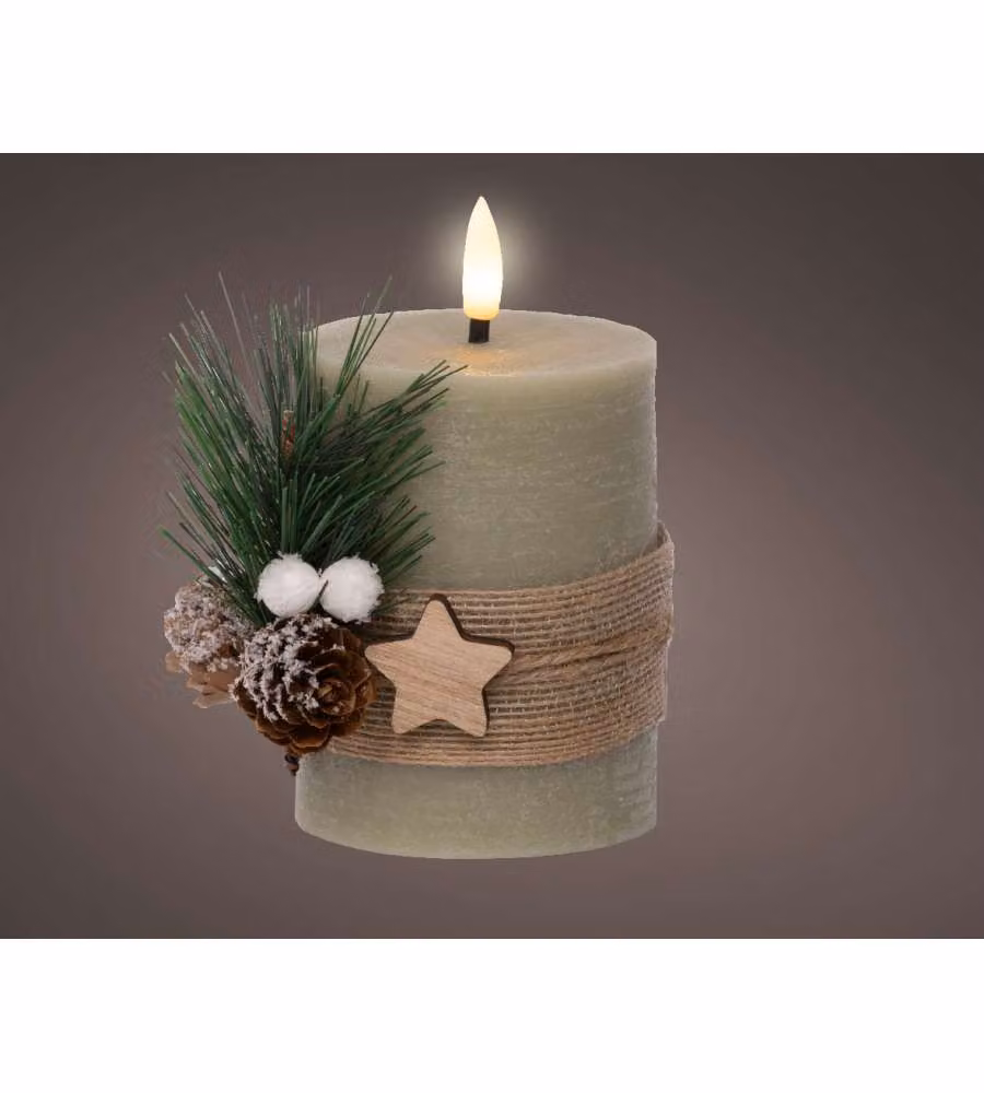 Lumineo Candela LED Foglie Verde - Eleganza e Atmosfera - 7,5x13 cm