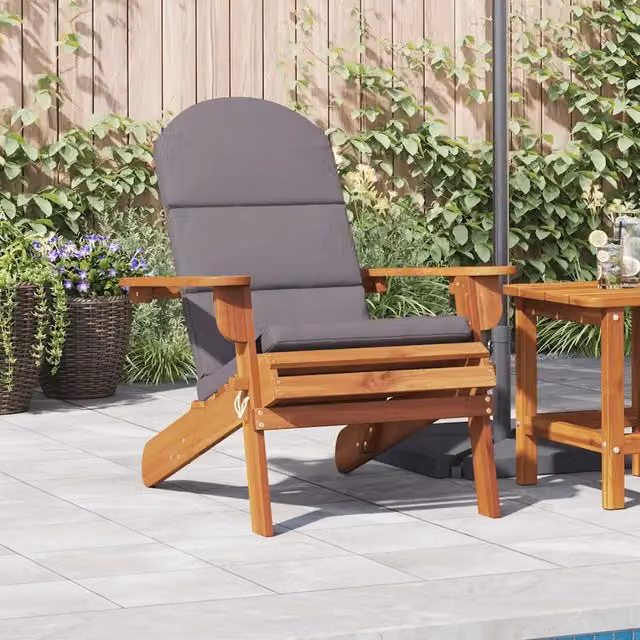 Sedia Adirondack da Giardino con Cuscini Legno Massello Acacia 360032