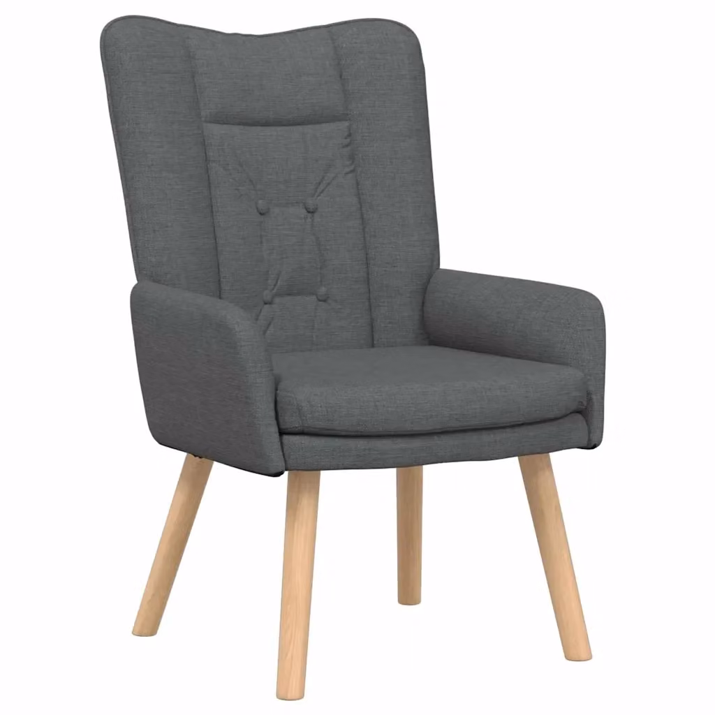 Poltrona relax moderna in tessuto grigio con struttura in legno e compensato, L: 63 cm, P: 67 cm, H: 94 cm – 2