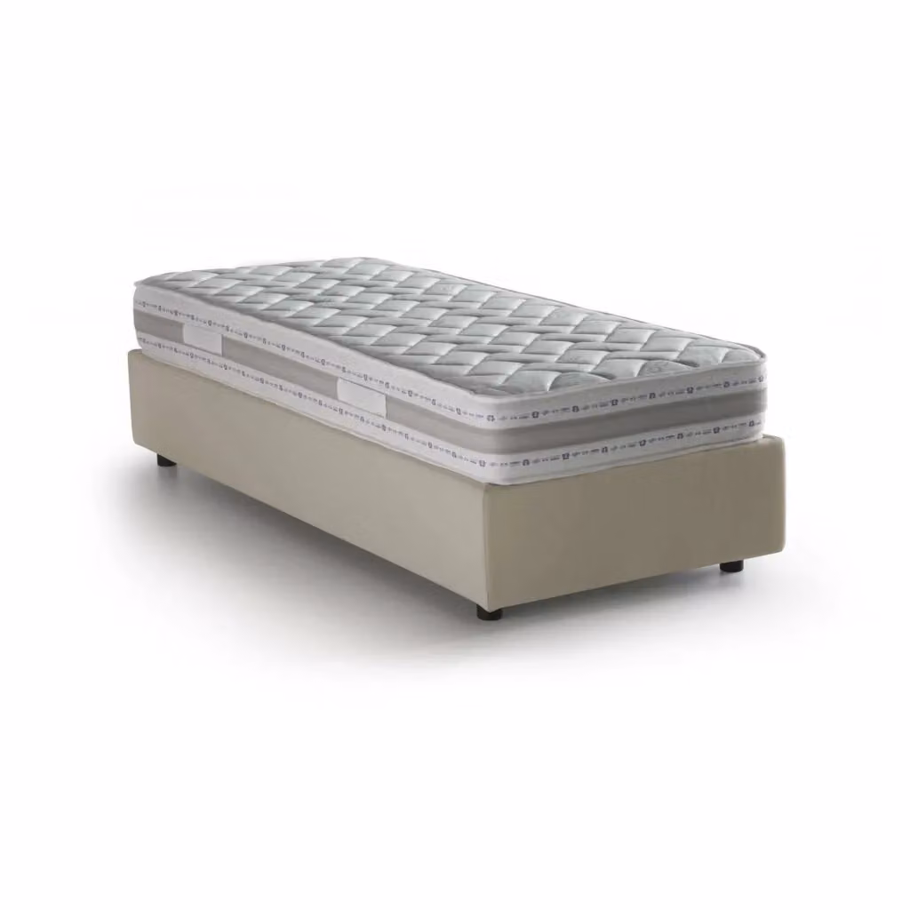 Letto singolo contenitore Avova Talamo Italia con materasso incluso, rivestimento in tessuto beige, L/P: 80 x 200 cm – 2