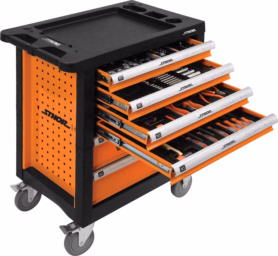 Carrello da officina 901x770x458mm incl. utensili 302 pezzi