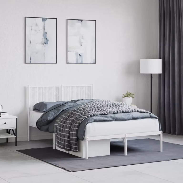 vidaXL Giroletto con Testiera in Metallo Bianco L: 120 cm, P: 200 cm