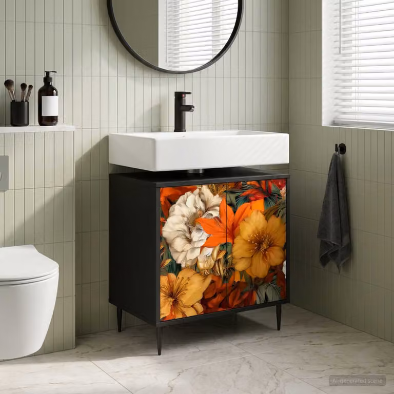 Mobile da bagno moderno vidaXL GENNEP nero, L: 60 cm, P: 40 cm, H: 61 cm